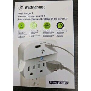 Westinghouse Wall Surge 3: (2) USB Charging Ports & (3) Grounded Outlets - 99004